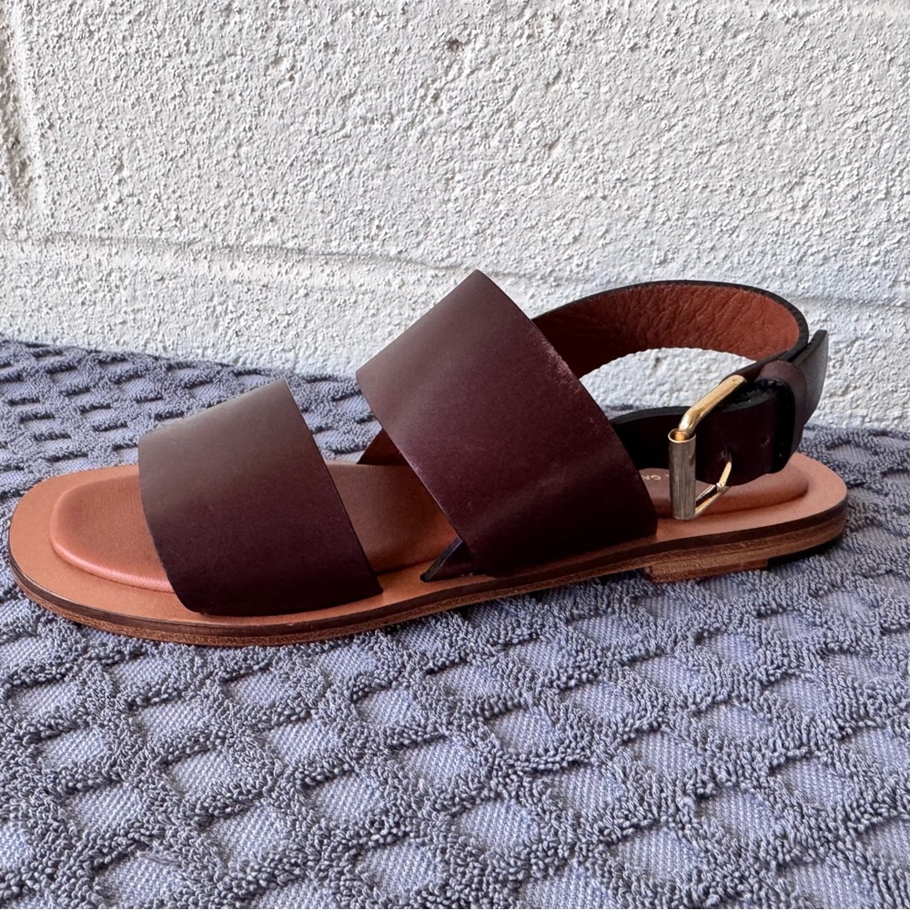 Mansur Gavriel Double Strap Sandals Chocolate Brown Leather Size 6